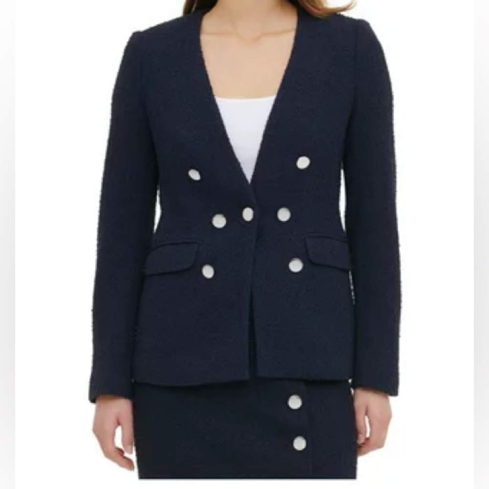 Calvin Klein Navy Tweed Blazer Jacket